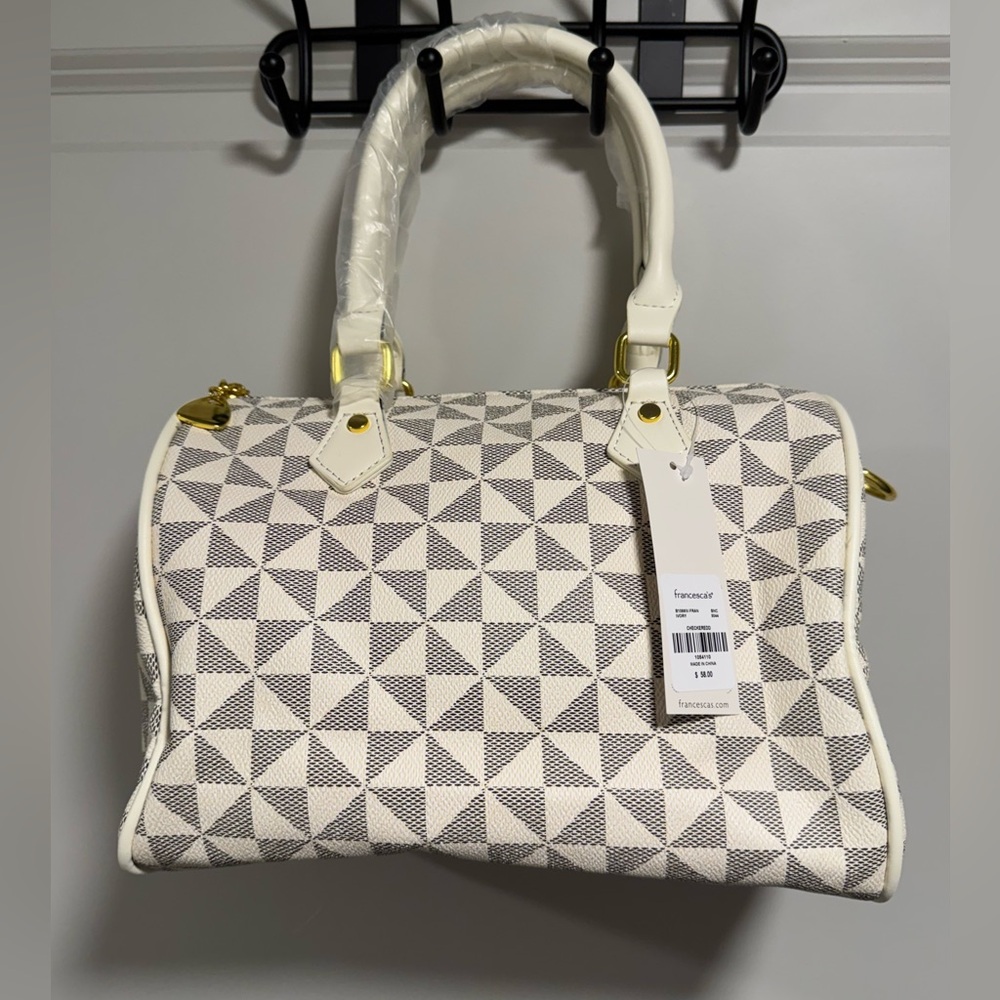 Francesca's Collections Cream and Gray Patterned Satchel - Picture 3 of 12